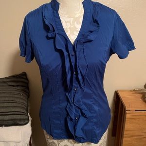 Express blue blouse with faux buttons size large